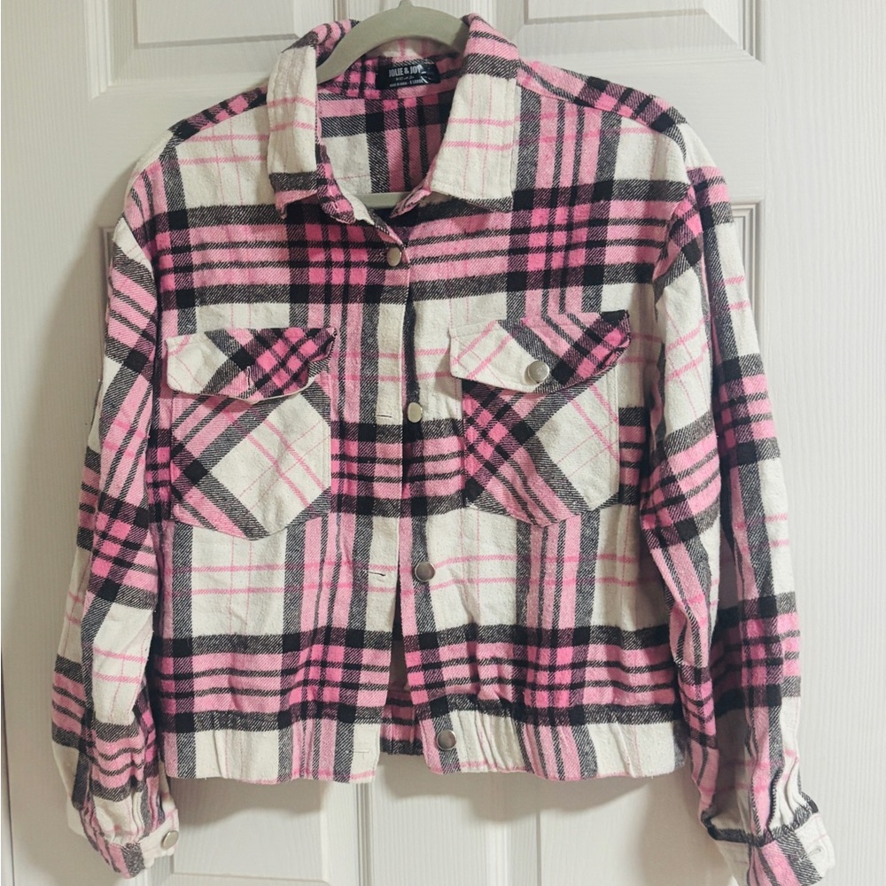 Plaid Pink and Black Women's Jacket Jolie & Joy Sz X-Lg NWOT